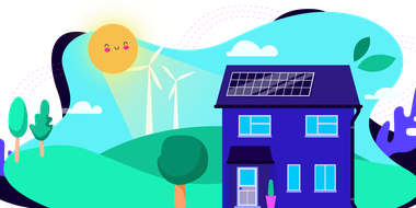 An illustration of a house with solar panels